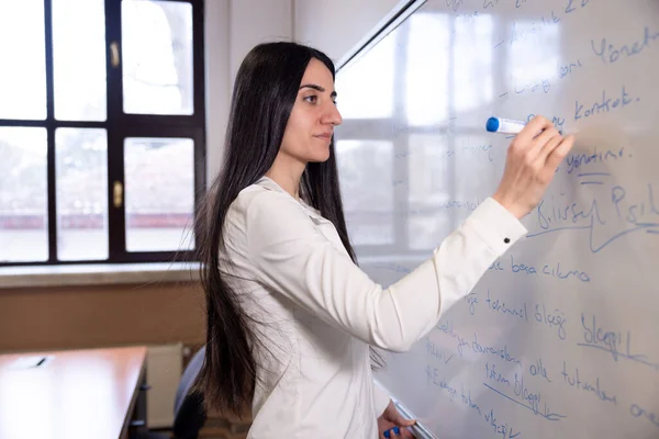 stock image Female Teacher Writing on Whiteboard