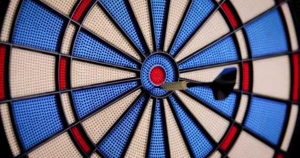 Dart Arrows Missing Bullseye Times Row Missing Target — Stock Video