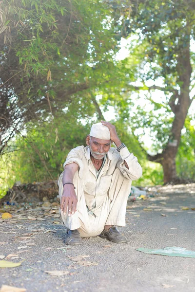 Махараштра Индия Апрель 2023 Года Индийский Старый Фермер Потеря Фермы Лицензионные Стоковые Изображения