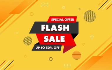 Düzenlenebilir metin efektli flaş indirimli pankart