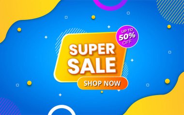 Düzenlenebilir metin efektli süper satış afişi.