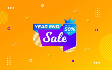 Yıl sonu satışı posteri, 3D düzenlenebilir metin efektli satış afişi tasarım şablonu.