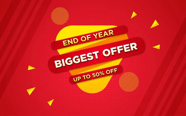 End Year Biggest Offer Sale Banner Editable Text Effect — Stock Vector