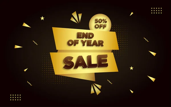 End Year Sale Banner Design Template Editable Text Effect — Stock Vector