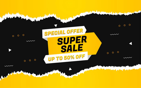 Super sale special offer banner with editable text effect