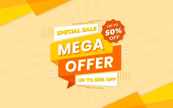 Mega Nabízí Speciální Prodejní Banner Upravitelným Textovým Efektem — Stockový vektor