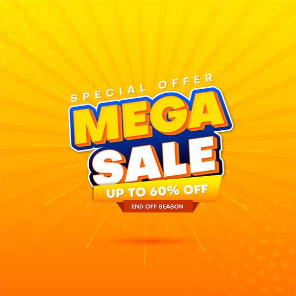 Mega offer special sale banner with editable text effect