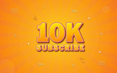 10k abone pankartı ve 3d metin efekti biçimi efekti.