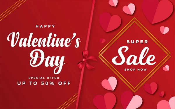 stock vector Valentine's day sale banner template with 3d romantic valentine decorations