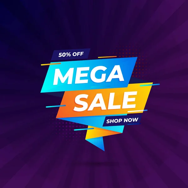 Mega Prodej Super Nabídka Prodej Banner Upravitelným Textovým Efektem — Stockový vektor