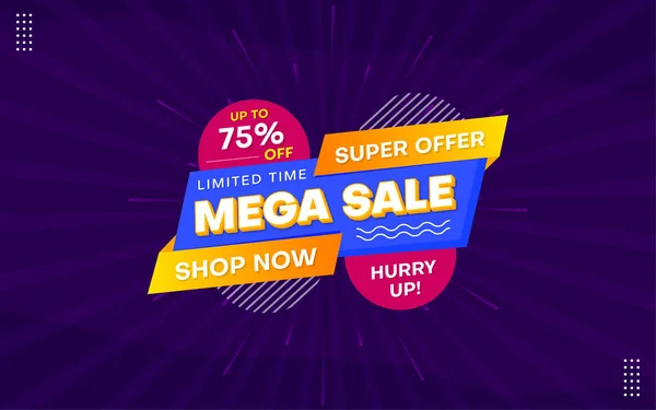 Mega Sale Super Offer Sale Banner Editable Text Effect — Stock Vector