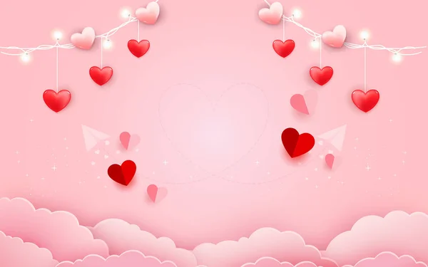 Krásné Valentýnské Pozadí Srdcem — Stockový vektor