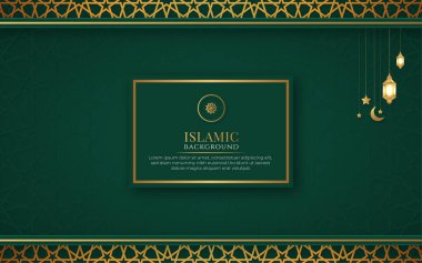 Arabic islamic elegant green and golden luxury ornamental background with islamic pattern