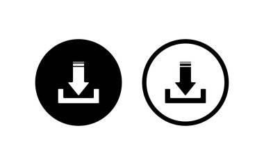 Download icon. Vector isolated elements. Black vector download web sign. Technology concept. Vector black isolated arrows
