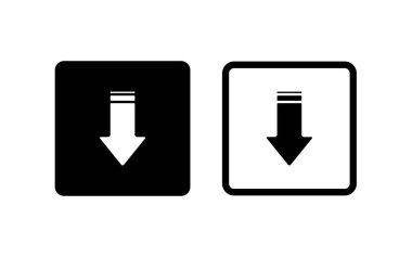 Download icon. Vector isolated elements. Black vector download web sign. Technology concept. Vector black isolated arrows
