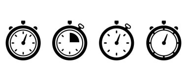 stopwatch icon in different style vector illustration. two colored and black stopwatch vector icons designed in filled, outline, line and stroke style can be used for web, mobile, u