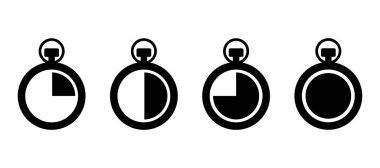 stopwatch icon in different style vector illustration. two colored and black stopwatch vector icons designed in filled, outline, line and stroke style can be used for web, mobile, u