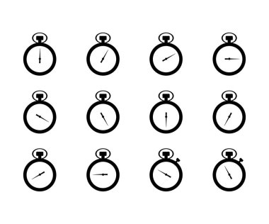 stopwatch icon in different style vector illustration. two colored and black stopwatch vector icons designed in filled, outline, line and stroke style can be used for web, mobile, u