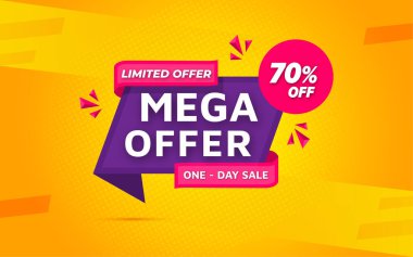 Abstract mega offer promotion banner with 70% off