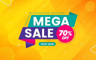 Mega sale banner colorful creative ribbon design