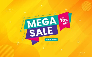 Mega sale design banner colorful vector illustration