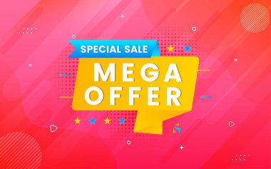 Mega, düzenlenebilir metin efektli pankart tasarımı sunar