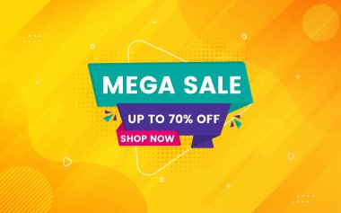 Mega, düzenlenebilir metin efektli özel satış afişi sunar