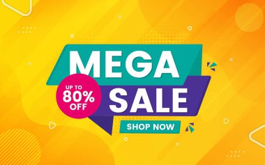 Mega, düzenlenebilir metin efektli özel satış afişi sunar