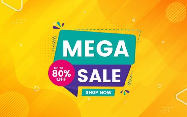 Mega Sale banner design template with 3d editable text effect