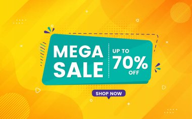 Mega Sale banner design template with 3d editable text effect