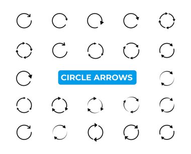 Ok simgeleri ayarlandı. Yineleme sembolü, yuvarlak şekillerin yörüngesi boyunca yeniden yükleniyor. Vektör ögeleri