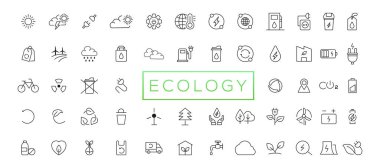 Ecology line icon collection. Ecology and nature green symbol. Nature icon. Outline nature green icons set. Eco green icons