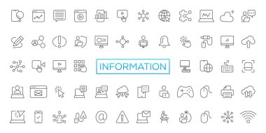 Information technology line icons collection. Big UI icon set in a flat design. Thin outline icons pack
