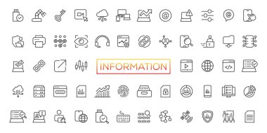 Information technology line icons collection. Big UI icon set in a flat design. Thin outline icons pack