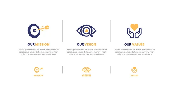 Mission Vision Values infographic Banner template. Company goal infographic design with  Modern flat icon design. vector illustration infographic icon design banner