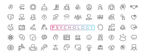 Psychology and mental line icons collection. Big UI icon set in a flat design. Thin outline icons pack. Vector illustration EPS1