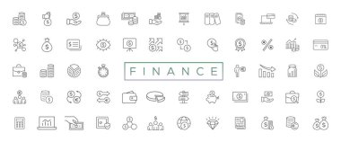 Vector business and finance editable stroke line icon set with money, bank, check, law, auction, exchance, payment, wallet, deposit, piggy, calculator, web and more isolated outline thin symbol