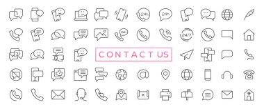 Set of simple Contact us icons for web and mobile app. Social Media network icon call us email mobile signs. Customer service. Contact support sign and symbols