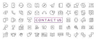 Set of simple Contact us icons for web and mobile app. Social Media network icon call us email mobile signs. Customer service. Contact support sign and symbols