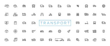 Transport, vehicle and delivery elements - minimal thin line web icon set. Outline icons collection