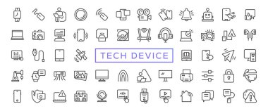 Tech Device thin lines Flat Icon Solid style,isolated Simple Communication icon set,easy to change colour and size,Device and technology web Icon in Vector Format