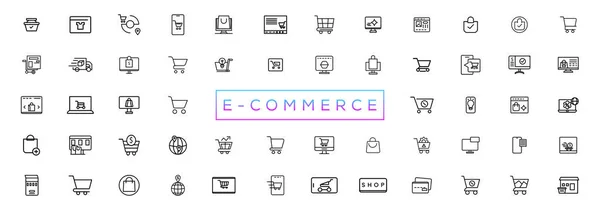 E-Commerce line icons set. E-Commerce outline icons collection. Shopping, online shop, delivery, marketing, store, money, payment, price 