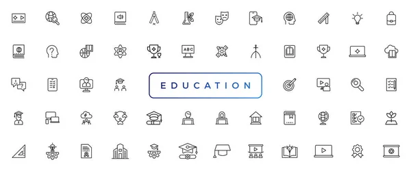 Education and Learning thin line icons set. Education, School, Learning editable stroke icon