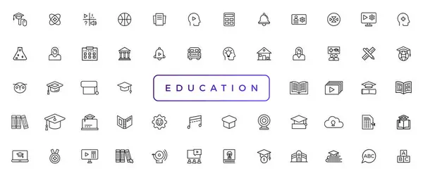 Education and Learning thin line icons set. Education, School, Learning editable stroke icon