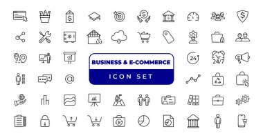  Business, E-Commerce & Shopping thin line icons set. E-Commerce, Shop, Online Shopping Editable Stroke icons collection. Shoppind symbols set.