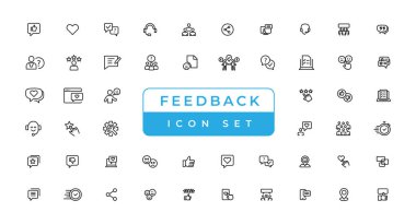 Feedback Outline Icon Collection. Thin Line Set contains such Icons as Rating, Testimonials, Quick Response, Satisfaction and more. Simple web icon set