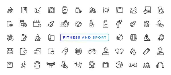 stock vector Sport and fitness - minimal thin line web icon set. Outline icons collection. Simple vector illustration