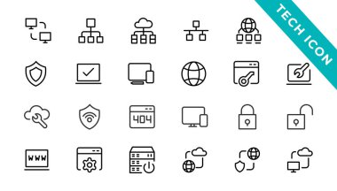 Information Technology web icon set in line style. Network, web design, website, computer, software, progress,programming, data, internet, collection