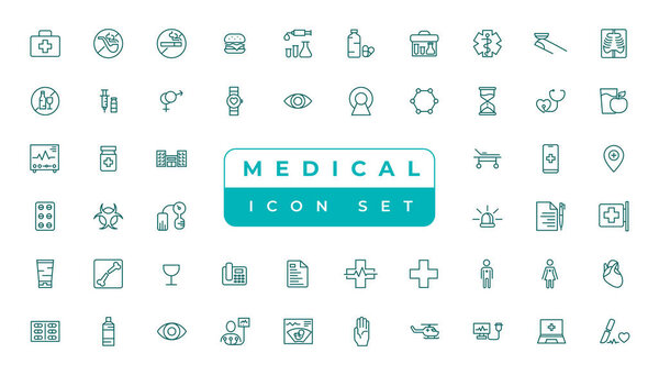 Medecine and Health flat icons. Collection health care medical sign icons.Medical Vector Icons Set.