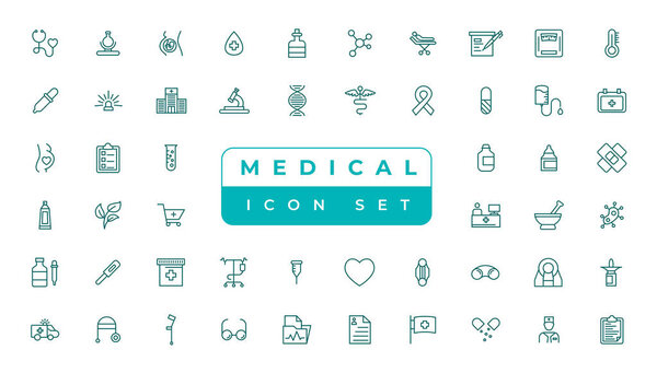 Medecine and Health flat icons. Collection health care medical sign icons.Medical Vector Icons Set.